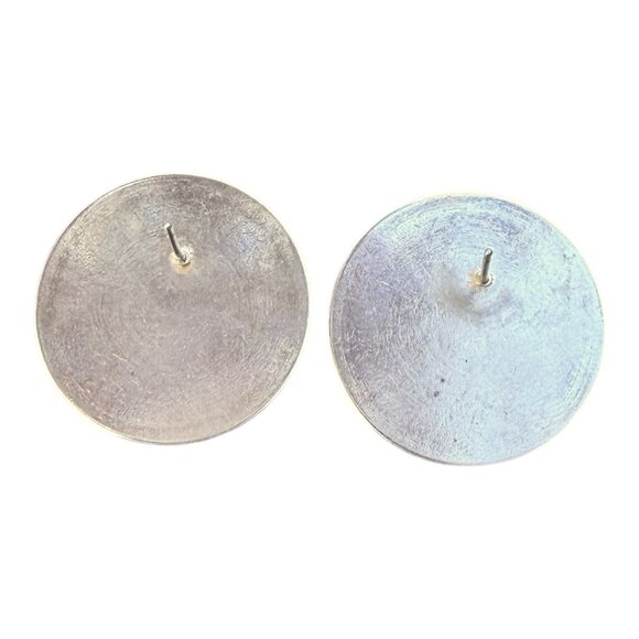 Vintage 80s/90s Gold Tone Metal Napoleon Coin Earrings 1.5 Inches Wide Plastic B - Picture 7 of 8